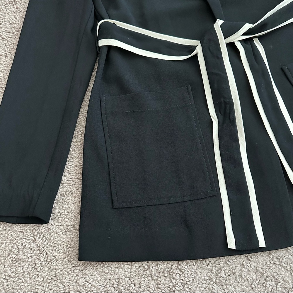 Jason Wu Blazer Womens Size S Black White Waist Tie - Picture 4 of 14